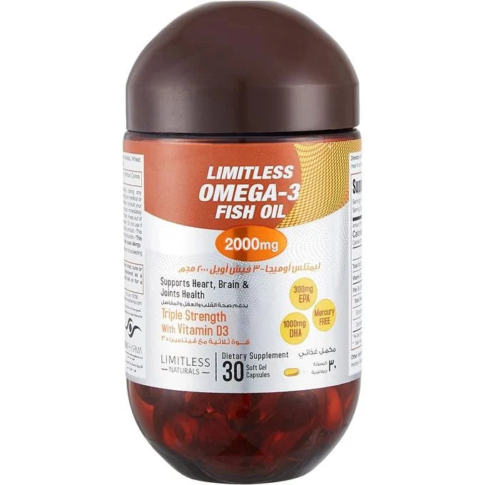 Limitless Omega 3 fish oil, 2000mg, 60 capsules